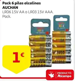 Alcampo AUCHAN Pack 6 pilas alcalinas oferta