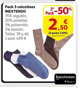 Alcampo INEXTENSO Pack 3 calcetines oferta