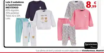 Alcampo INEXTENSO Lote 2 sudaderas o 2 pantalones oferta