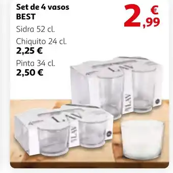 Alcampo Set de 4 vasos oferta