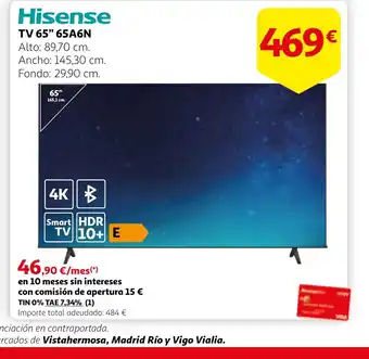 Alcampo HISENSE TV 65" 65A6N oferta