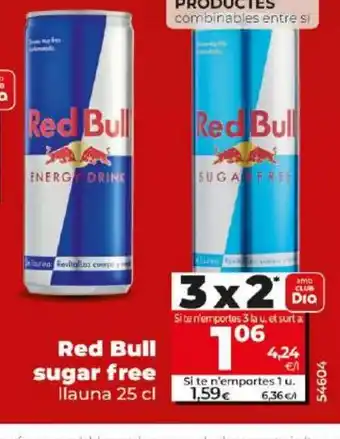 Dia RED BULL sugar free oferta