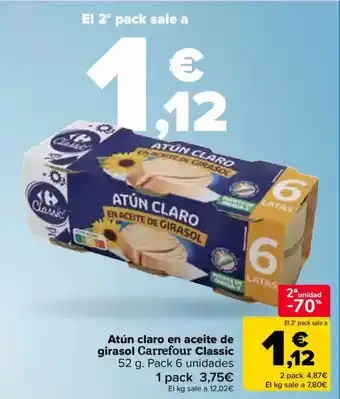 Carrefour Atún claro en aceite de girasol Carrefour Classic oferta