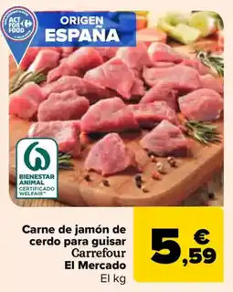 Carrefour Carne de jamón de cerdo para guisar Carrefour El Mercado oferta