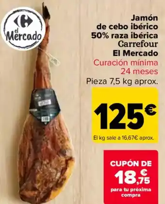 Carrefour EL MERCADO Jamón de cebo ibérico 50% raza ibérica Carrefour oferta