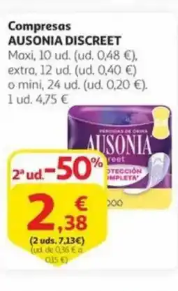 Alcampo Compresas AUSONIA  DISCREET oferta