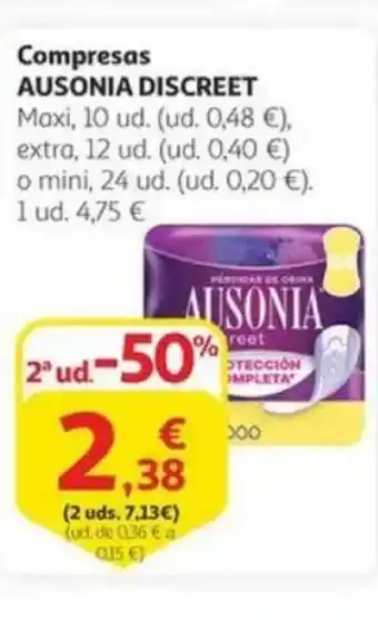 Alcampo Compresas AUSONIA  DISCREET oferta