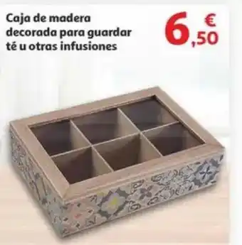 Alcampo Caja de madera decorada para guardar té u otras infusiones oferta