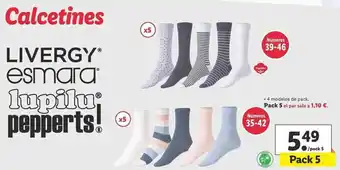 Lidl Calcetines Livergy, Esmara, Lupilu, Pepperts Pack 5 oferta