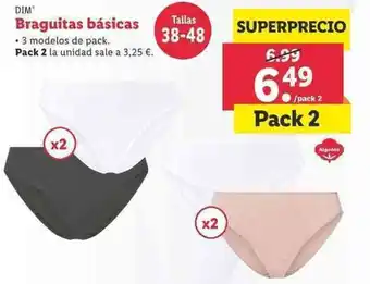 Lidl Braguitas Básicas Pack 2 Tallas 38-48 oferta