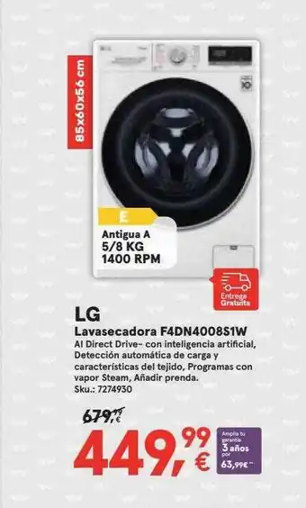 Worten Lg Lavasecadora F4dn4008s1w oferta