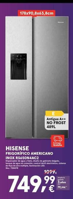 Worten Hisense Frigorífico Americano Inox Rs650n4ac2 oferta