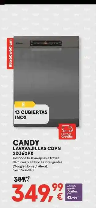 Worten Candy Lavavajillas Cdpn 23d360px oferta
