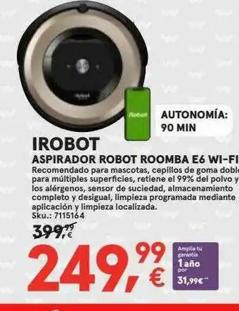 Worten Irobot Aspirador Robot Roomba E6 Wi-fi oferta