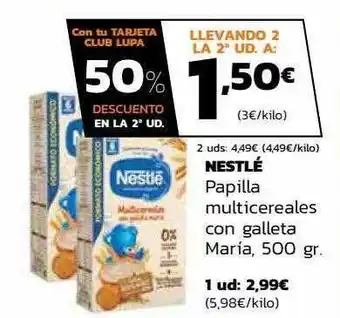 Supermercados Lupa Nestlé Papilla Multicereales Con Galleta Maria 500g oferta