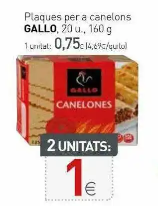Condis Plaques Per A Canelons Gallo 160g oferta