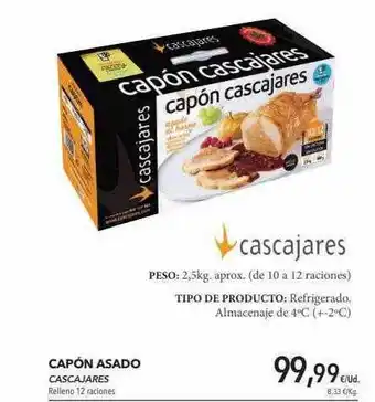 Supermercados Sánchez Romero Capón Asado Cascajares oferta