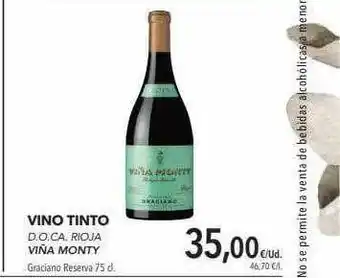 Supermercados Sánchez Romero Vino Tinto D.o.ca. Rioja Viña Monty 75cl oferta