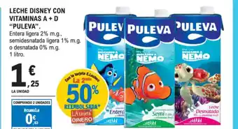 E.Leclerc PULEVA Leche disney con vitaminas a+d oferta