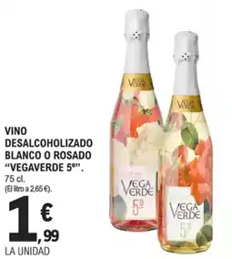 E.Leclerc "VEGAVERDE 5º” Vino desalcoholizado blanco o rosado oferta