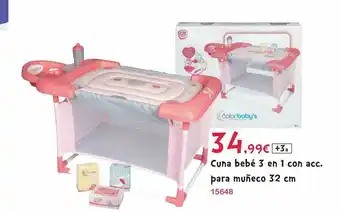 Josber Toys Cuna Bebé 3 En 1 Con Acc. Para Muñeco 32 Cm oferta