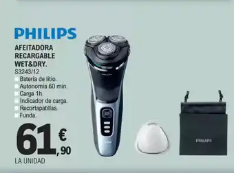 E.Leclerc PHILIPS Afeitadora recargable wet&dry oferta