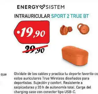 Microsshop Energy Sistem Intrauricular Sport 2 True Bt oferta