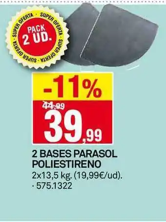 Bricoking 2 Bases Parasol Poliestireno 2x13,5kg oferta