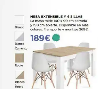 Muebles Sayez Mesa Extensible Y 4 Sillas oferta