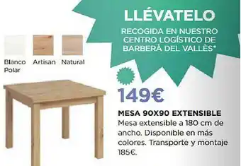 Muebles Sayez Mesa 90x90 Extensible oferta