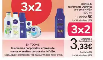 Carrefour Nivea Body milk reafirmante Q10 Plus piel seca 400ml oferta