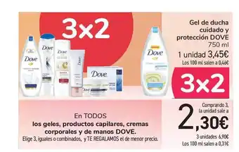 Carrefour Dove Gel de ducha cuidado y protección 750ml oferta