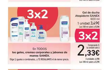 Carrefour Sanex Gel de ducha Atopiderm 600ml oferta