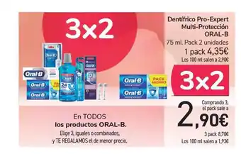 Carrefour Oral B Dentífrico Pro-Expert Multi-Protección 75ml. Pack 2 unidades oferta