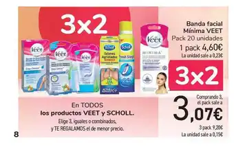 Carrefour Veet Banda facial Mínima Pack 20 unidades oferta