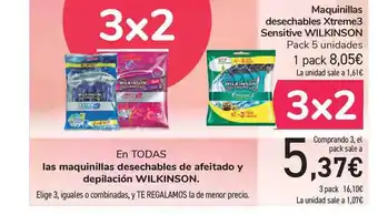 Carrefour Wilkinson Maquinillas desechables Xtreme3 Sensitive Pack 5 unidades oferta