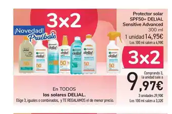 Carrefour Protector solar SPF50+ Garnier Delial Sensitive Advanced 300ml oferta
