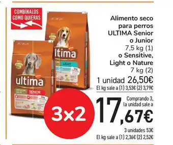 Carrefour Ultima Senior o Junior 7,5kg o Sensitive Light o Nature 7kg Alimento seco para perros oferta