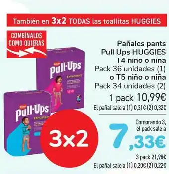 Carrefour Huggies Pull Ups T4 Niño o Niña Pack 36 unidades o T5 Niño o Niña Pack 34 unidades Pañales Pants oferta
