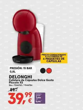 Worten Delonghi Cafetera De Cápsulas Dolce Gusto Piccolo Xs oferta