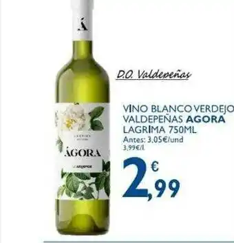 Cash Ecofamilia Vino Blanco Verdejo Valdepeñas Agora Lagrima 750ml oferta