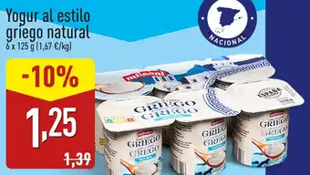 ALDI Yogur al estilo griego natural oferta