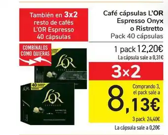 Carrefour L'OR Espresso Onyx o Ristretto Café cápsulas Pack 40 cápsulas oferta