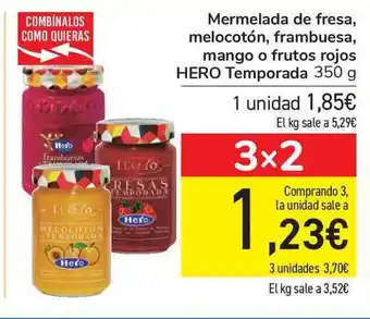 Carrefour Hero Temporada Mermelada de fresa, melocotón, frambuesa, mango o frutos rojos 360g oferta