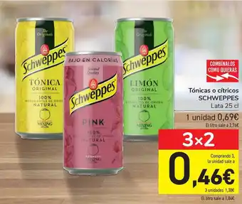 Carrefour Schweppes Tónicas o cítricos Lata 25cl oferta
