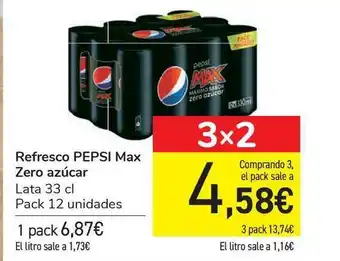 Carrefour Pepsi Max Zero Azúcar Refresco Lata 33cl oferta