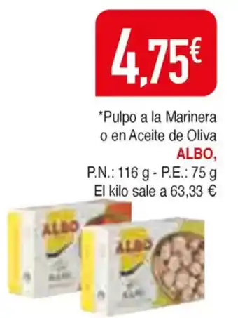 Masymas ALBO Pulpo a la Marinera o en Aceite de Oliva oferta