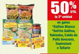 Masymas en gama Gallina Blanca Sofrito Gallina, Yakisoba, Caldo de Pollo Avecrem, Sopinstant o Tallarin oferta