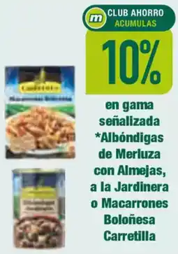 Masymas CARTILLA en gama señalizada *Albóndigas de Merluza con Almejas, a la Jardinera o Macarrones Boloñesa oferta