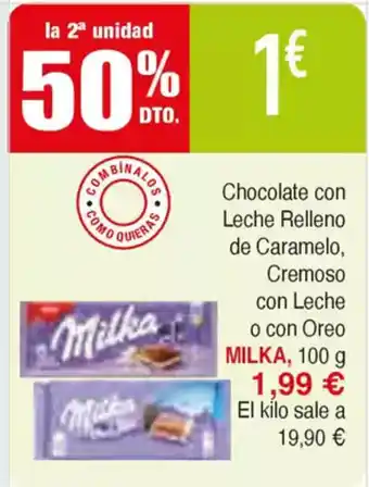 Masymas MILKA Chocolate con Leche Relleno de Caramelo, Cremoso con Leche o con Oreo oferta